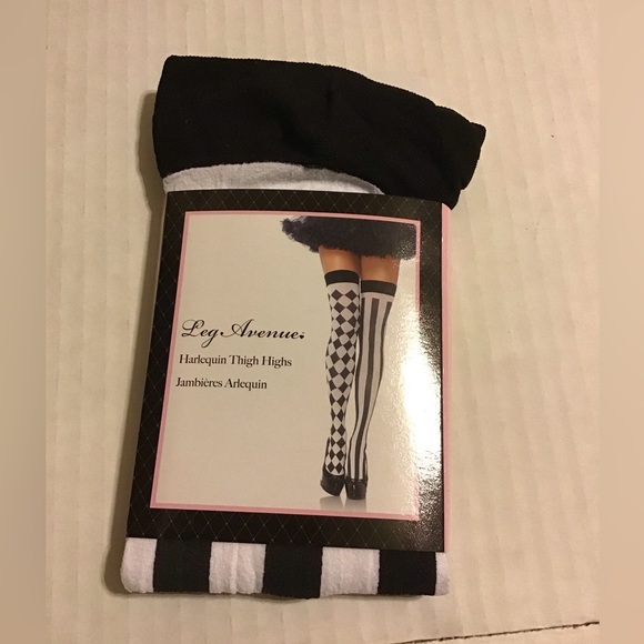 LEG AVENUE HARLEQUIN THIGH HIGH STOCKINGS NWT ONE SZ - Picture 1 of 2